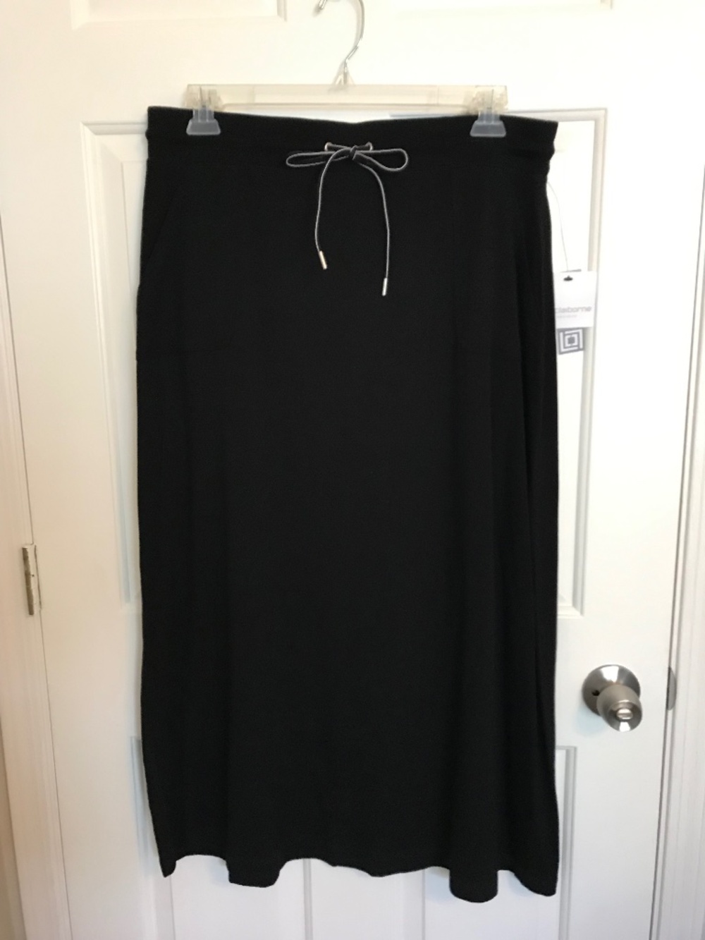 Liz Claiborne Weekend Pull-On Stretch Knit Pocket Maxi Skirt Size XL Black